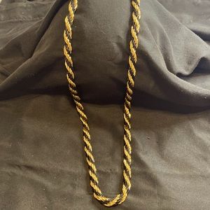 Trifari black and gold tone rope necklace 15 inch